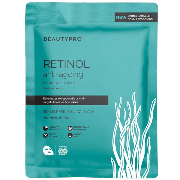 A blue anti-ageing face sheet mask