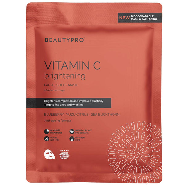 A red brightening face sheet mask