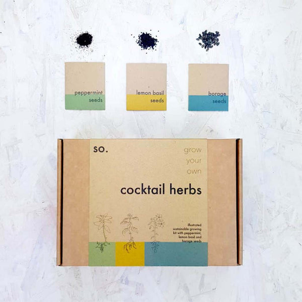 A cocktail herb garden seed box