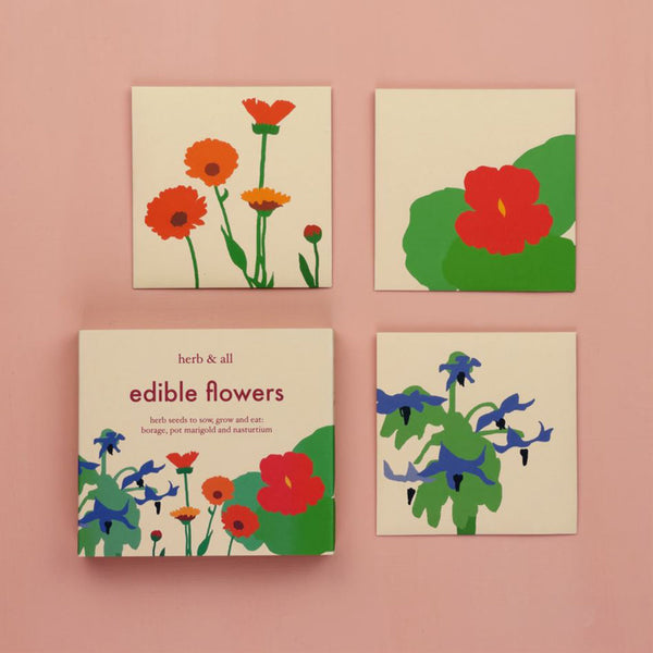 The contents of an edible flower seed box