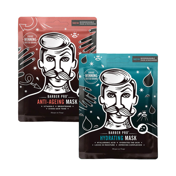 A red and blue face sheet mask pouch