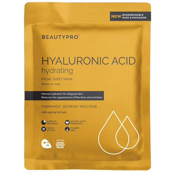 A yellow hydrating facial sheet mask