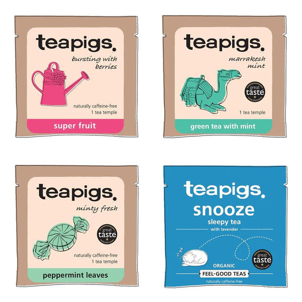 Four teapigs tea temple packets