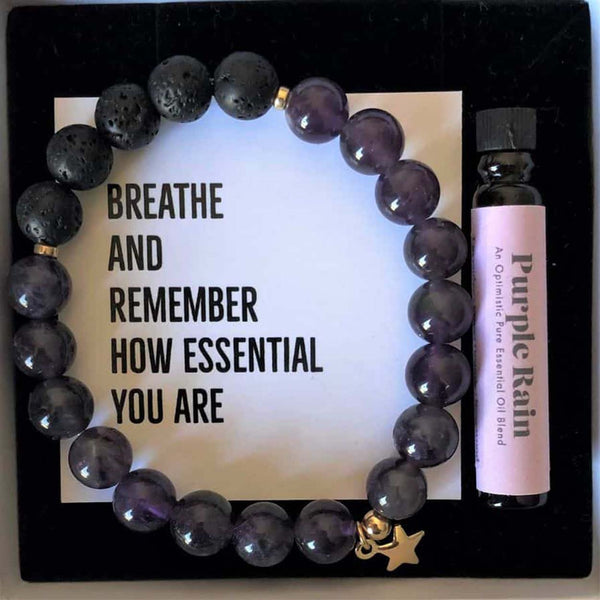 The gift box for the diffuser bracelet, with a bottle of essential oil inside