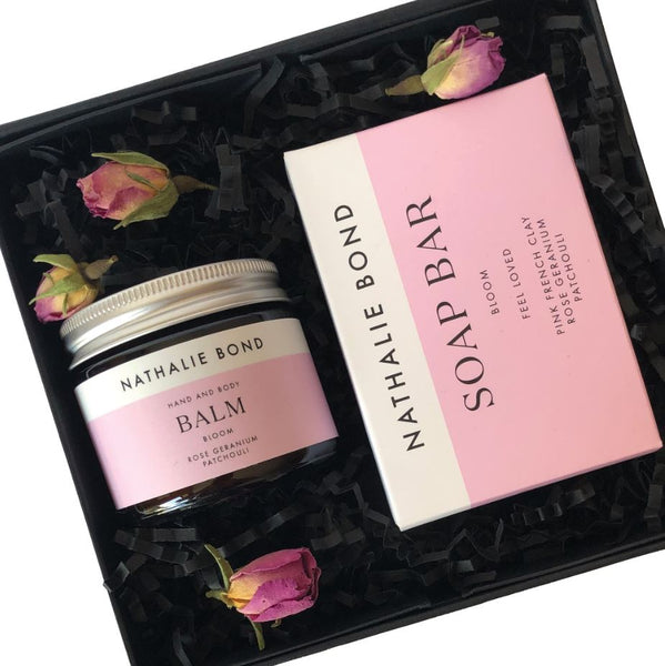 "Bloom" luxury hand cream gift set - floral balm & soap
