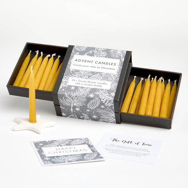 Advent candles - 24 x twenty minute beeswax candles gift set