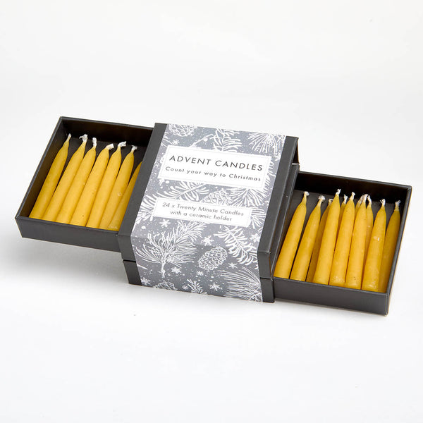Advent candles - 24 x twenty minute beeswax candles gift set