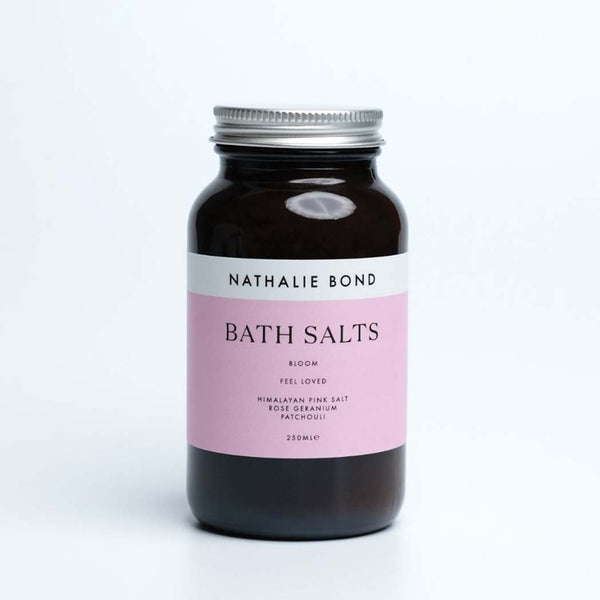 Bath salts with a pink label