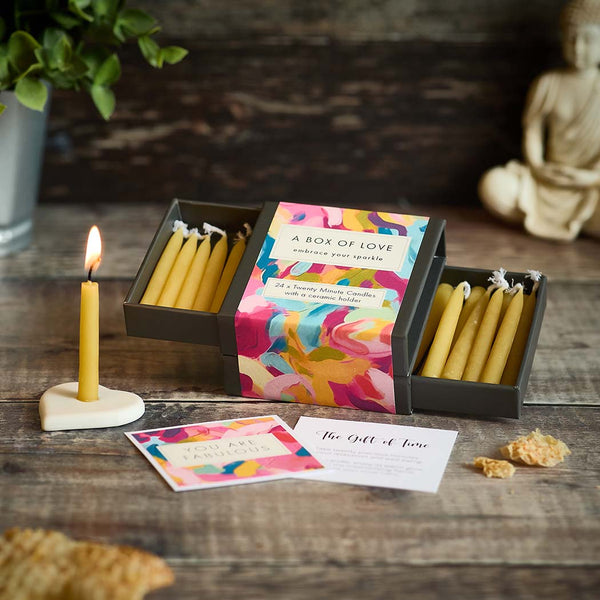 A box of love - 24 x twenty minute beeswax candles gift set