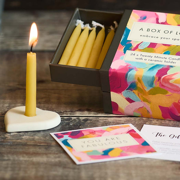 A box of love - 24 x twenty minute beeswax candles gift set
