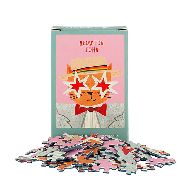 A gift box with jigsaw pieces underneath