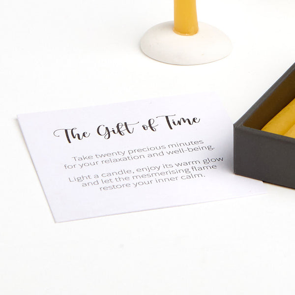 A white card titled 'The Gift of Time' 