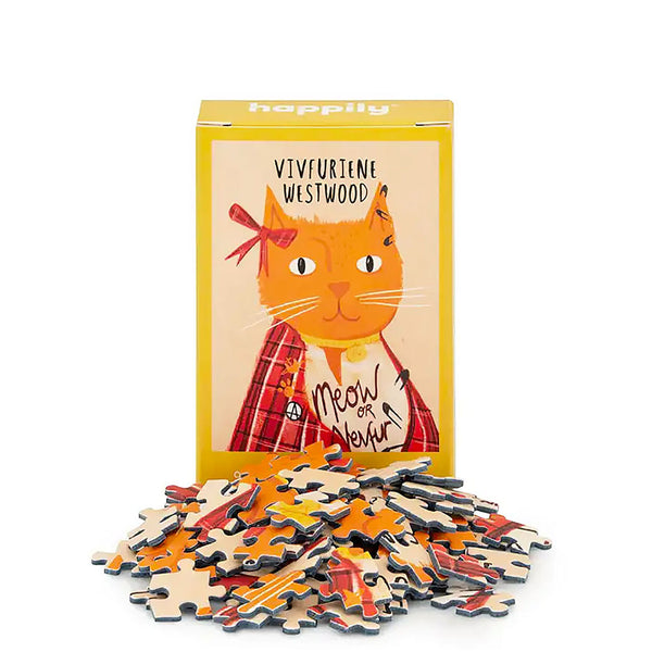 A jigsaw gift box with puzzle pieces underneath