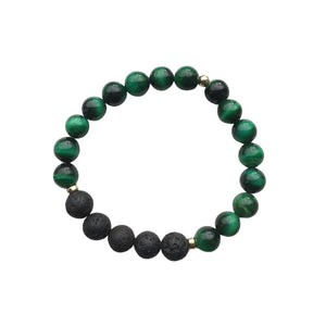 A green tigers eye and lava stone diffuser bracelet