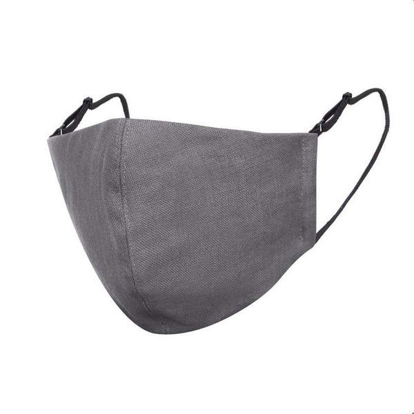 A grey linen face mask