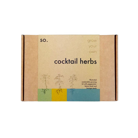 The packaging for a cocktail herb garden