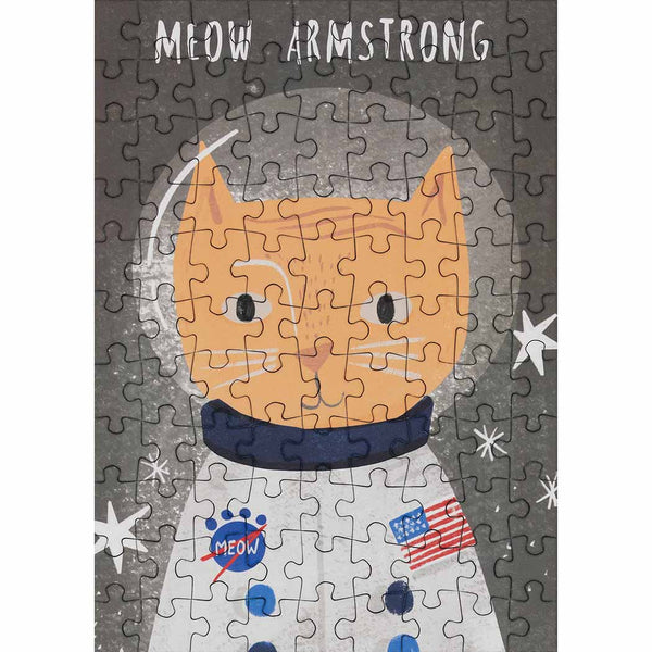 Jigsaw puzzle with a cat astronaut design on a grey background