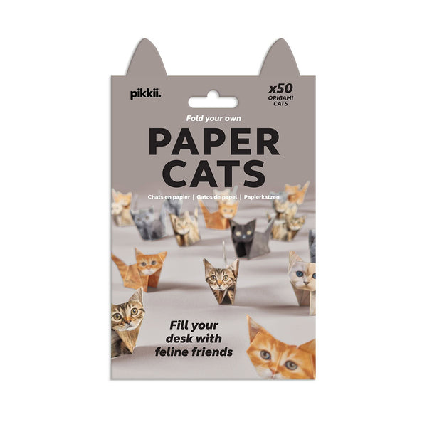 Packaging for the paper cats kit, with Pikkii branding on a white background