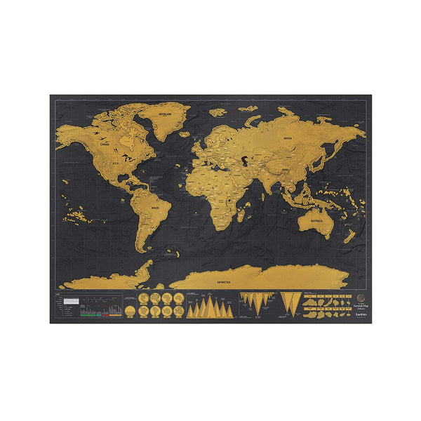 World map with gold and black detailing