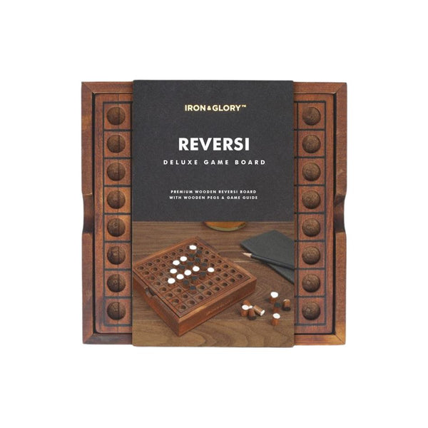 A wooden Reversi board game in its packaging
