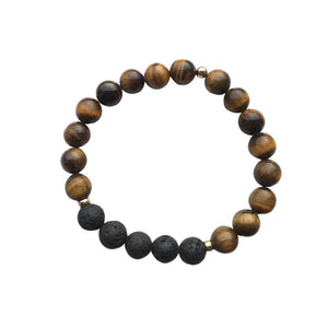 A brown tigers eye and lava stone diffuser bracelet