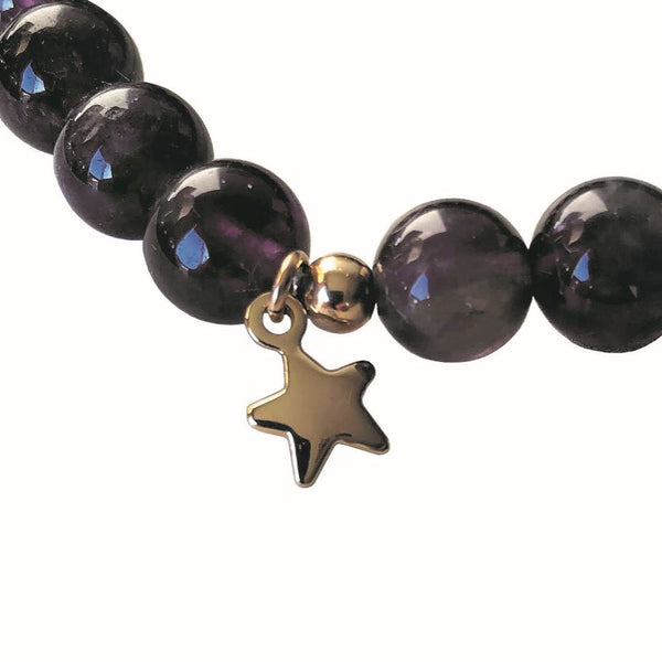 Purple amethyst & star diffuser bracelet, with essential oil
