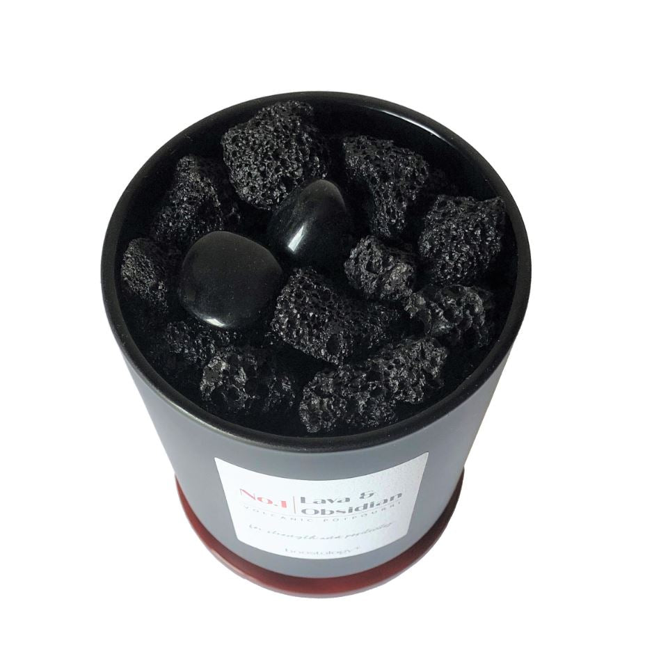 A close up of the Lava and Obsidian stones inside your volcanic potpourri